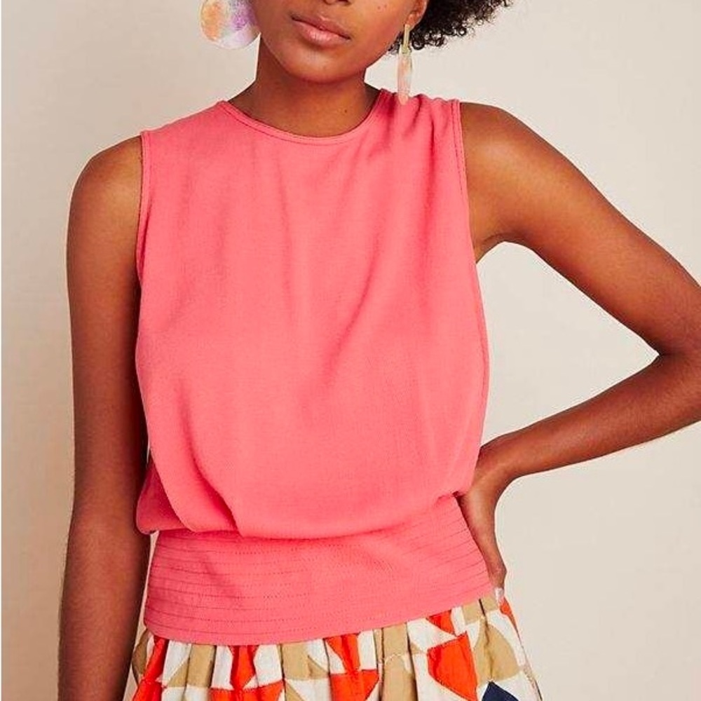 •NEVER WORN• Anthropologie Maeve Coral Hope Sleeveless Blouse. Size: SMALL